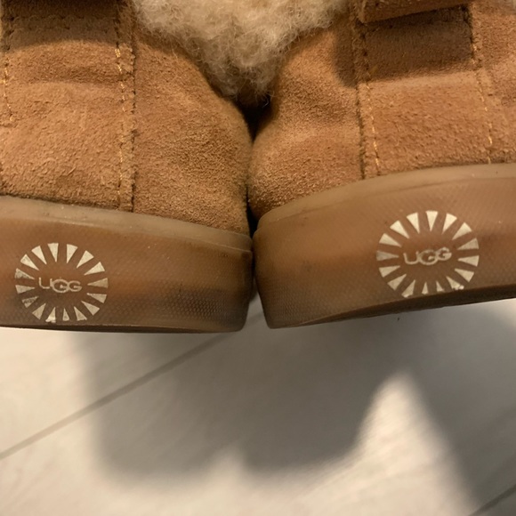 UGG Platform Suede Flat Slippers Carmel Brown Size 6 - Picture 6 of 9